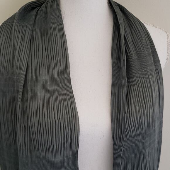 Furla 100% Silk Smokey Grey Blue Italian Scarf - Picture 3 of 5